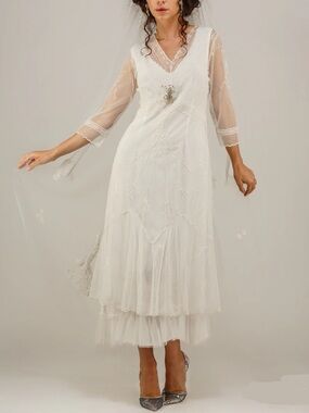 NATAYA Sophia CL-509 Ivory Vintage Inspired Wedding Dress, Small